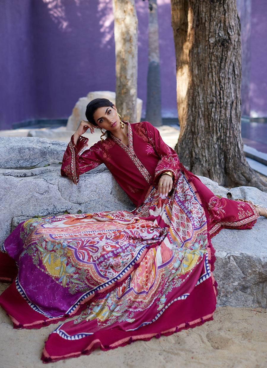 Farah Talib Aziz | Suay Lawn 24 | ENZO RED - Pakistani Designer Dress - by Farah Talib Aziz | Type: Luxury - 100% Original at Saira Sultan