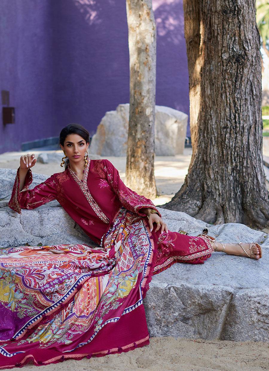 Farah Talib Aziz | Suay Lawn 24 | ENZO RED - Pakistani Designer Dress - by Farah Talib Aziz | Type: Luxury - 100% Original at Saira Sultan