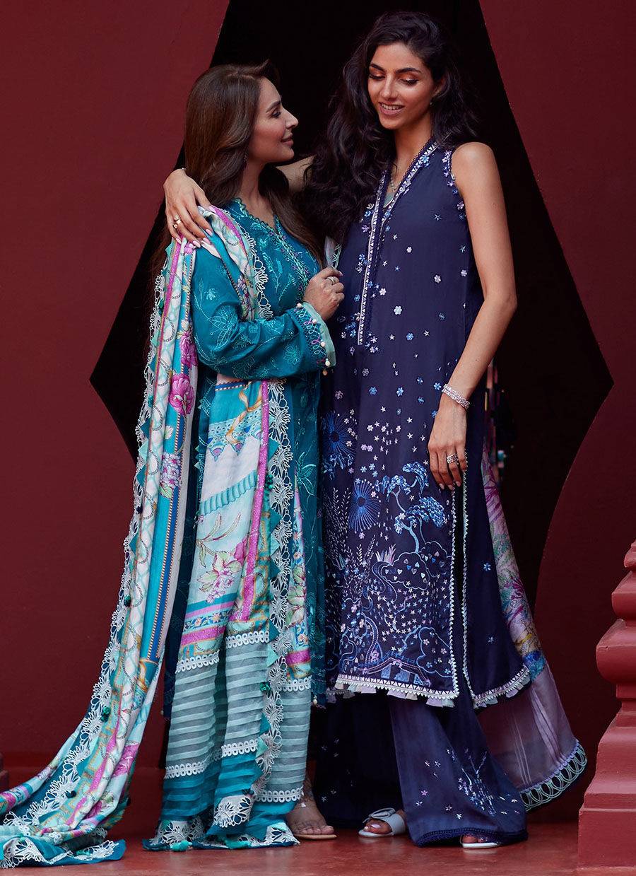 Farah Talib Aziz | Suay Lawn 24 | MOANNA TEAL - Pakistani Designer Dress - by Farah Talib Aziz | Type: Luxury - 100% Original at Saira Sultan