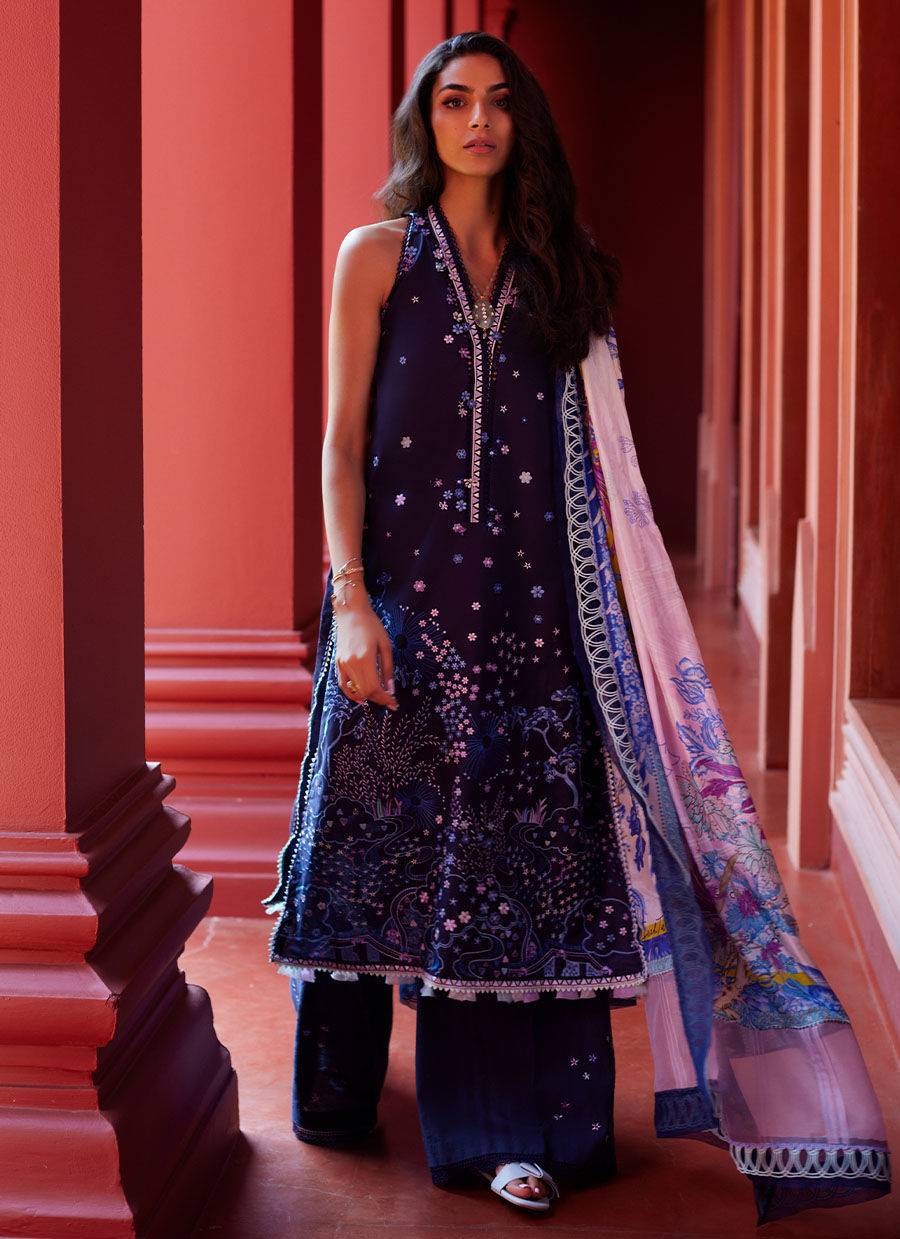 Farah Talib Aziz | Suay Lawn 24 | IZEA BLUE - Pakistani Designer Dress - by Farah Talib Aziz | Type: Luxury - 100% Original at Saira Sultan