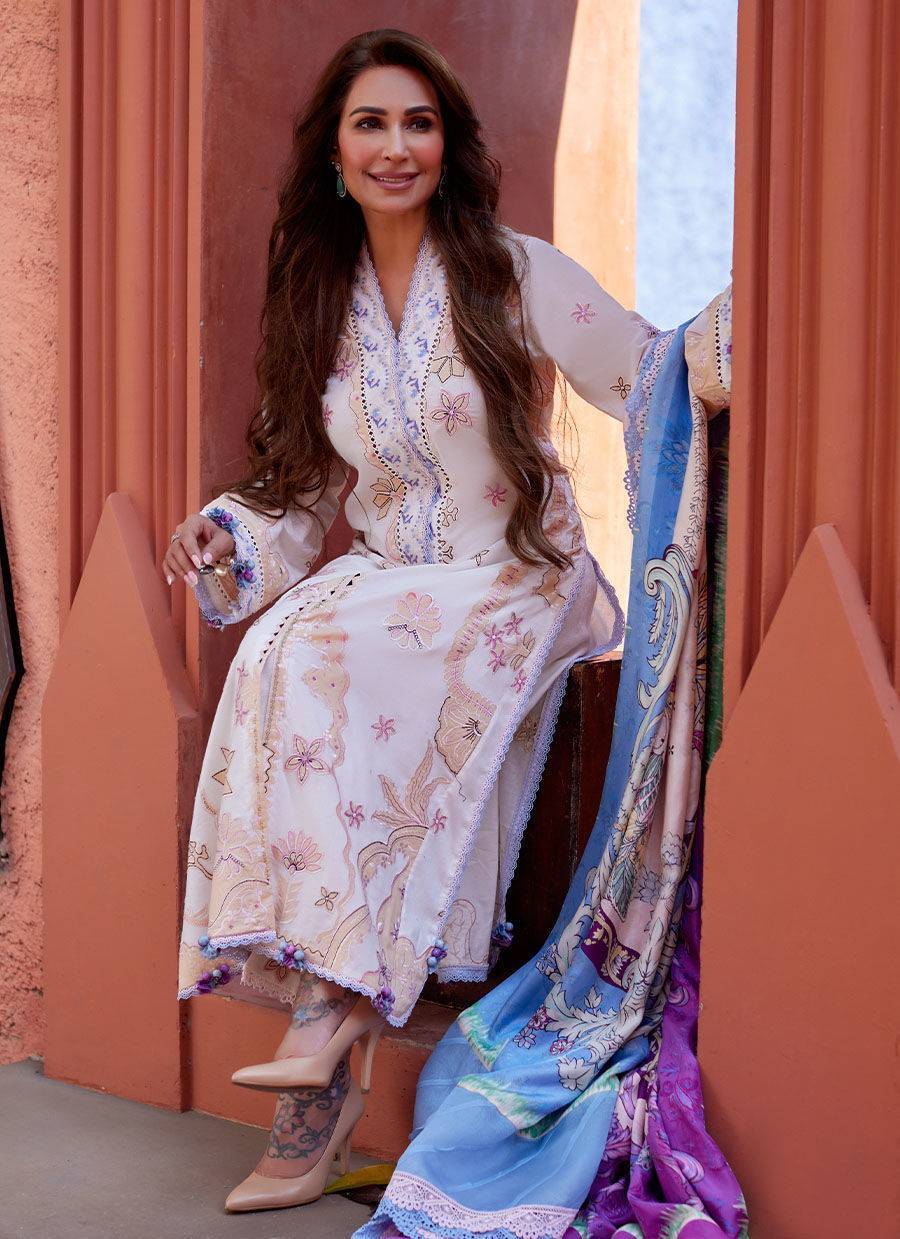 Farah Talib Aziz | Suay Lawn 24 | MIWA IVORY - Pakistani Designer Dress - by Farah Talib Aziz | Type: Luxury - 100% Original at Saira Sultan