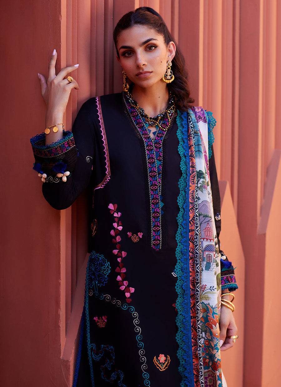 Farah Talib Aziz | Suay Lawn 24 | ILARIA BLACK - Pakistani Designer Dress - by Farah Talib Aziz | Type: Luxury - 100% Original at Saira Sultan