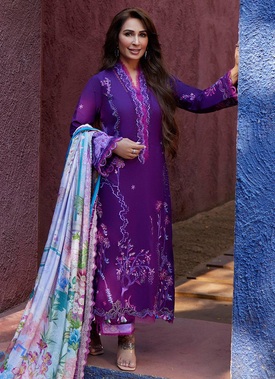 Farah Talib Aziz | Suay Lawn 24 | YURI PURPLE - Pakistani Designer Dress - by Farah Talib Aziz | Type: Luxury - 100% Original at Saira Sultan