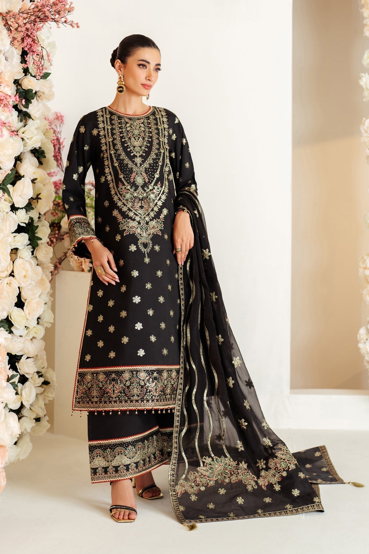 Alizeh | Luxury Raw Silk | AF-RS-07-GALE XS Black Raw Silk
