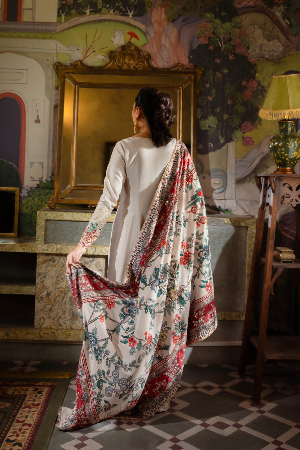 Saira Rizwan | Dahini Silk Pret | DUNE - SRLP01-25 XS Light Gray Raw Silk