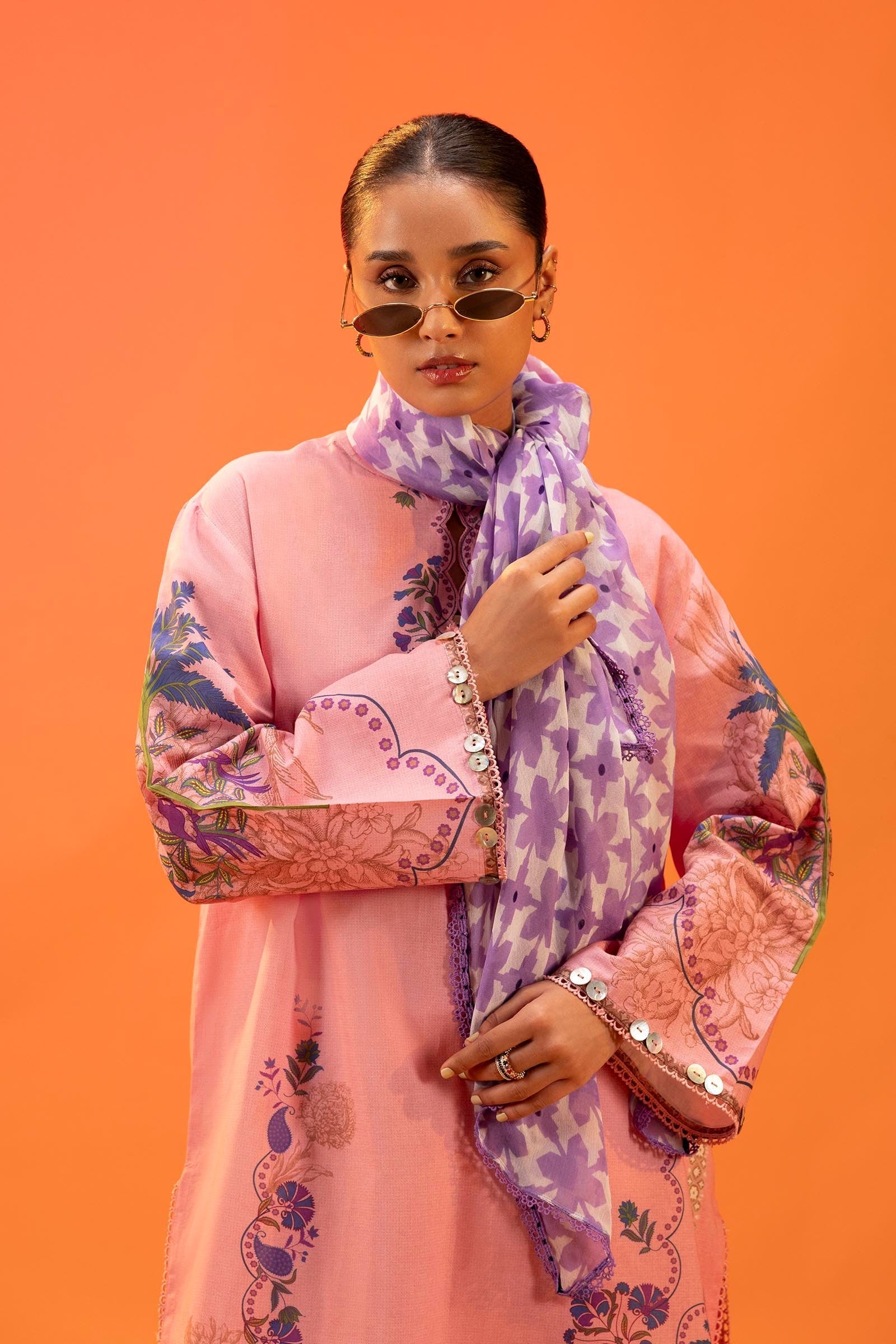 Sana Safinaz | Mahay Summer 25 | 001B M Salmon Pink Lawn