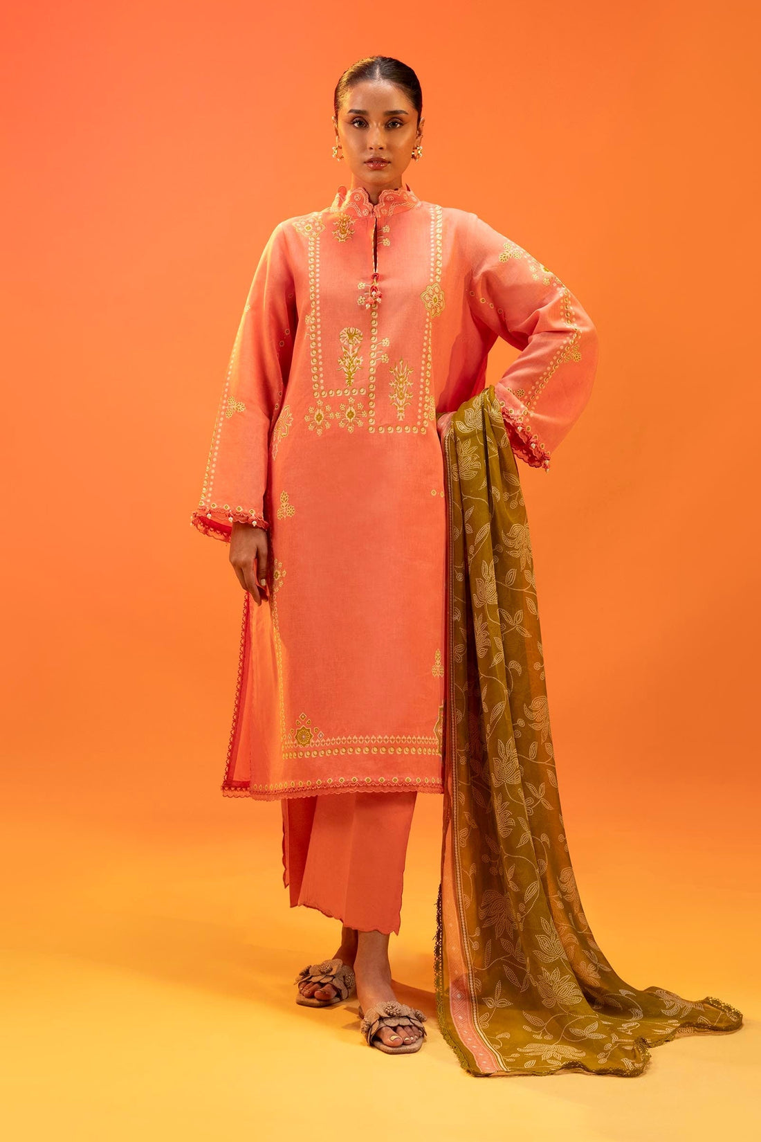Sana Safinaz | Mahay Summer 25 | 003A XS Peach Lawn