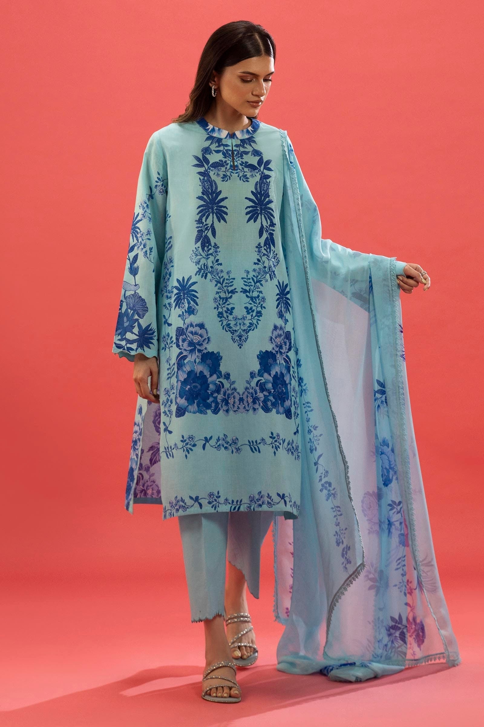 Sana Safinaz | Mahay Summer 25 | 007A XS Ice Blue Lawn