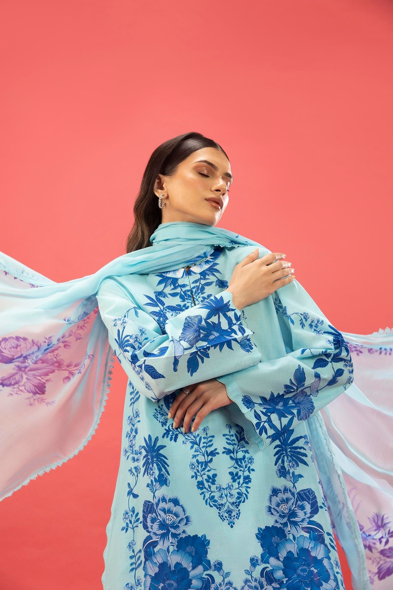 Sana Safinaz | Mahay Summer 25 | 007A M Ice Blue Lawn