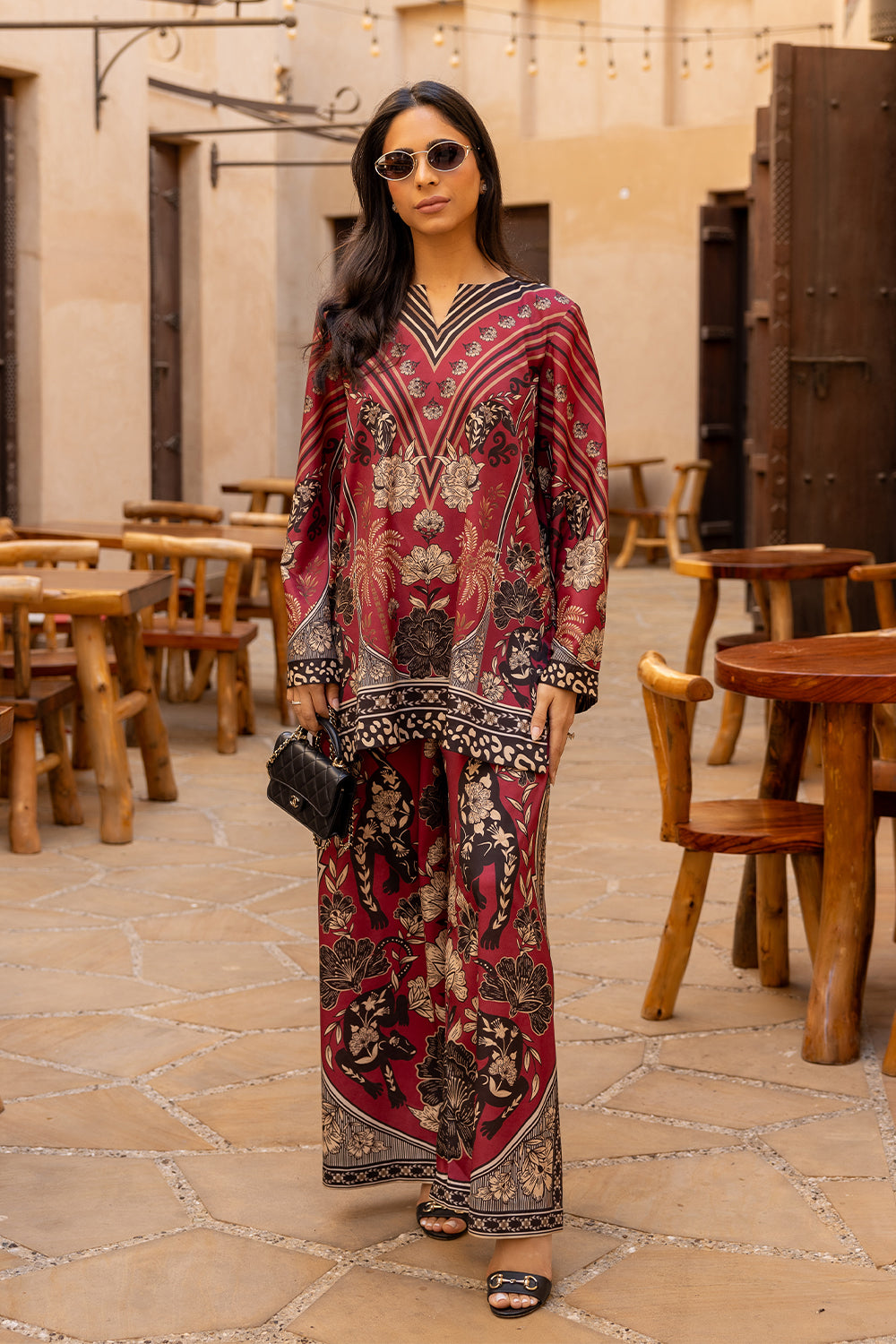 Saira Rizwan | Resort Collection 25 | ROSA-SRRC03-25 XS Maroon Silk