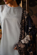 Saira Rizwan | Dahini Silk Pret | SWAN - SRLP04-25 XL Cloud Gray Raw Silk