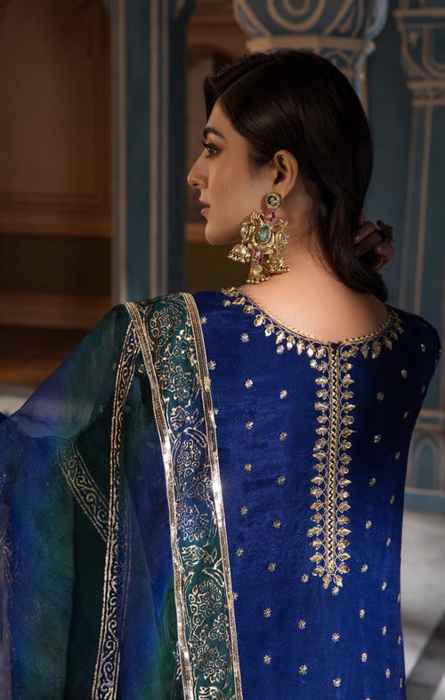 Maya | Mehr o Mah Formals | NOVERA XS Dark Blue Thai Silk