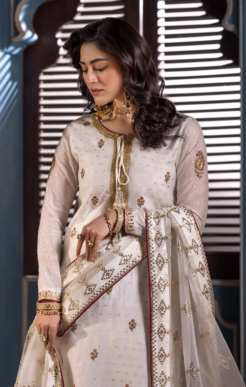 Maya | Mehr o Mah Formals | VARENA M White Cotton Net
