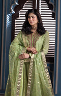 Maya | Mehr o Mah Formals | LUSTRE XL Pistachio Green Cotton Net