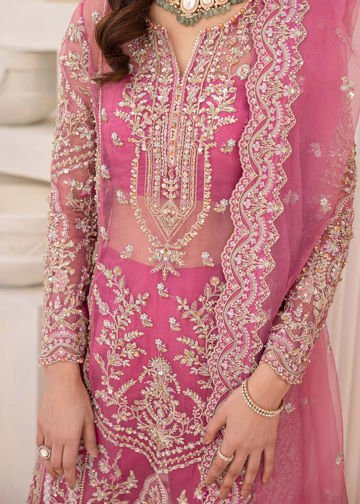 Kanwal Malik | Mirha Eid Luxury Pret 25 | Risha M Pink Synthetic Organza