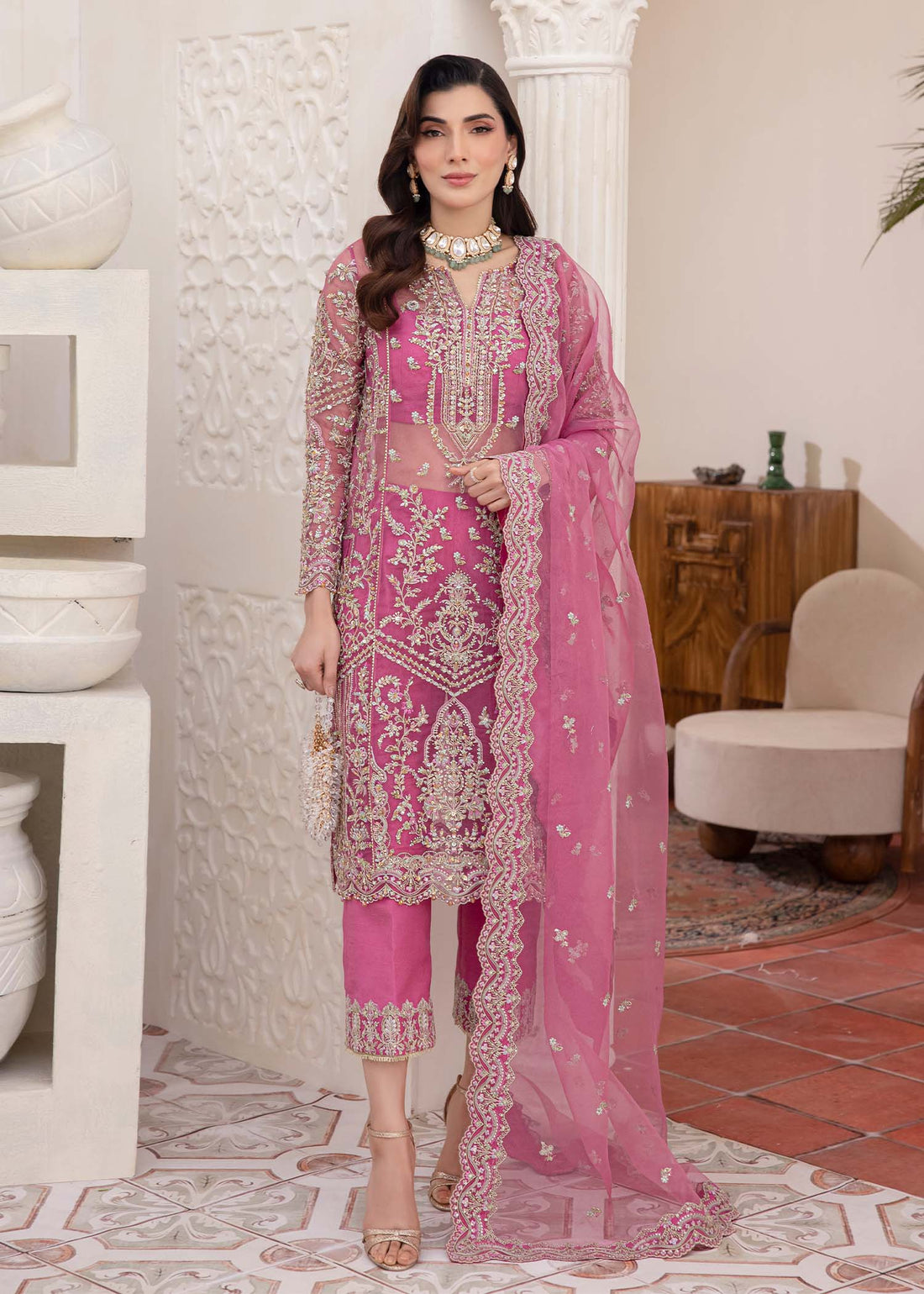 Kanwal Malik | Mirha Eid Luxury Pret 25 | Risha XS Pink Synthetic Organza