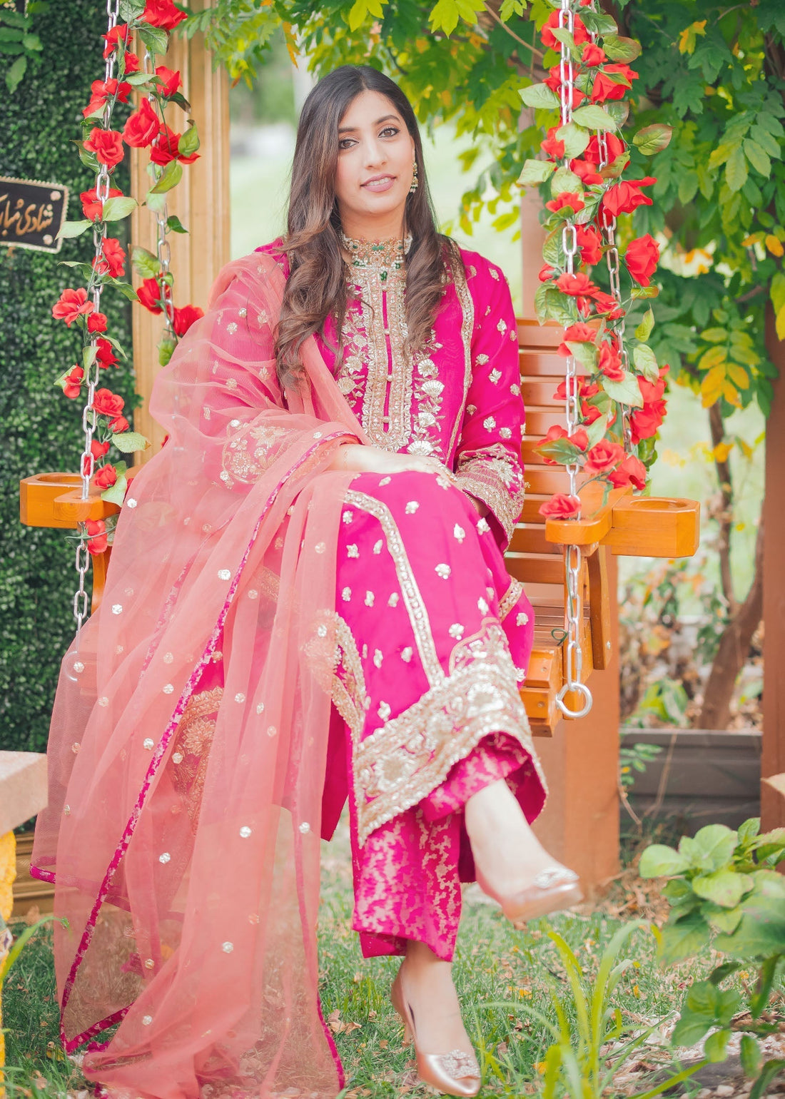 Mahgul | Dilara Formals | Saba XS Hot Pink Organza