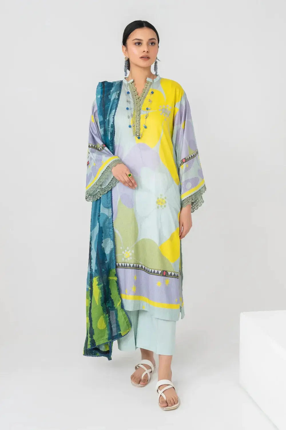 Ittehad | Printed Lawn 24 | IP3P07-3PS-LGR - Pakistani Designer Dress - by Ittehad | Type: Casuals - 100% Original at Saira Sultan