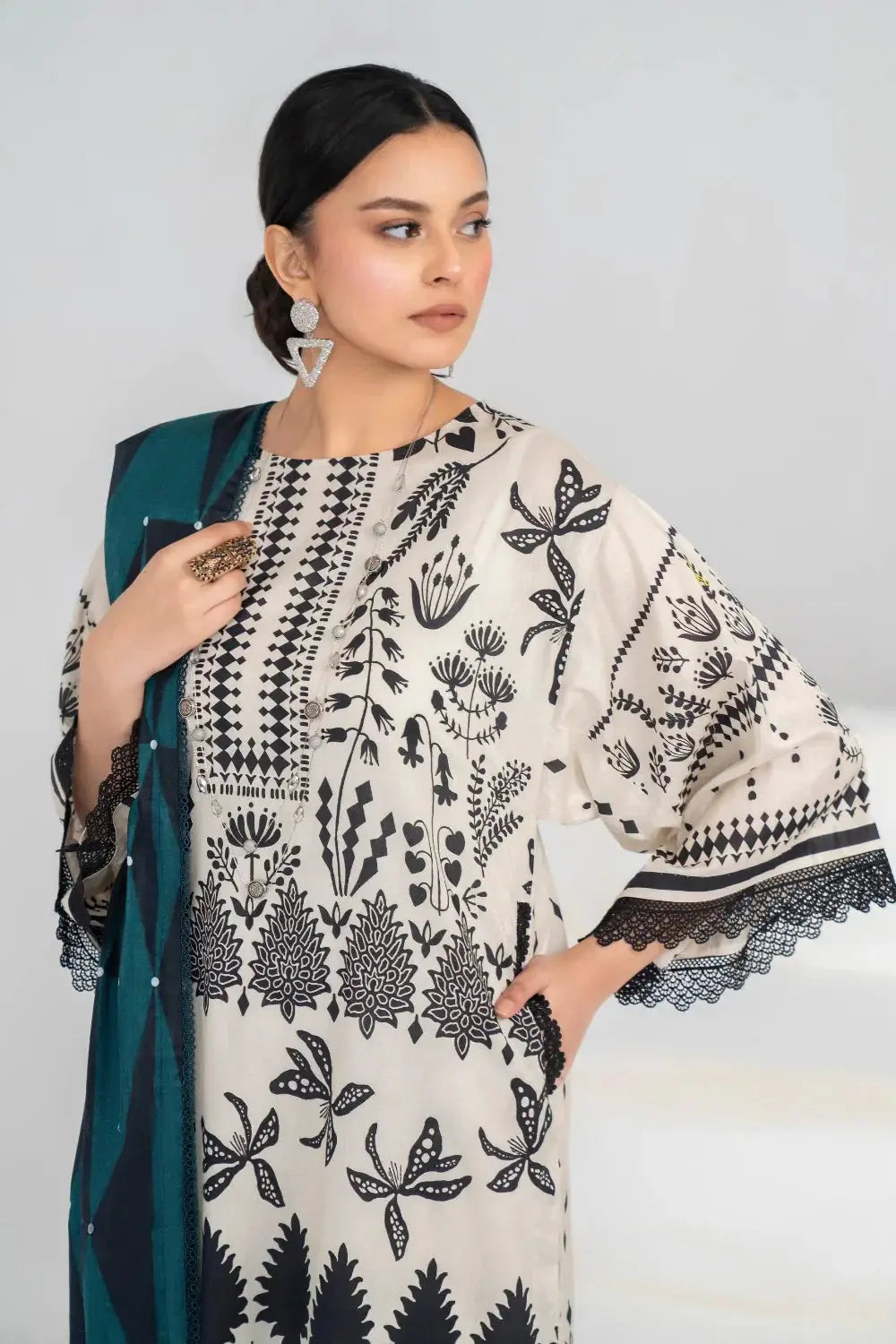 Ittehad | Printed Lawn 24 | IP3P02-3PS-BGE - Pakistani Designer Dress - by Ittehad | Type: Casuals - 100% Original at Saira Sultan
