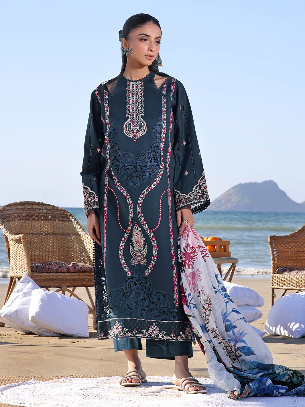 Izel | Saahil Signature Lawn 24 | SAPPHIRE -  Izel Luxury -  Saira Sultan