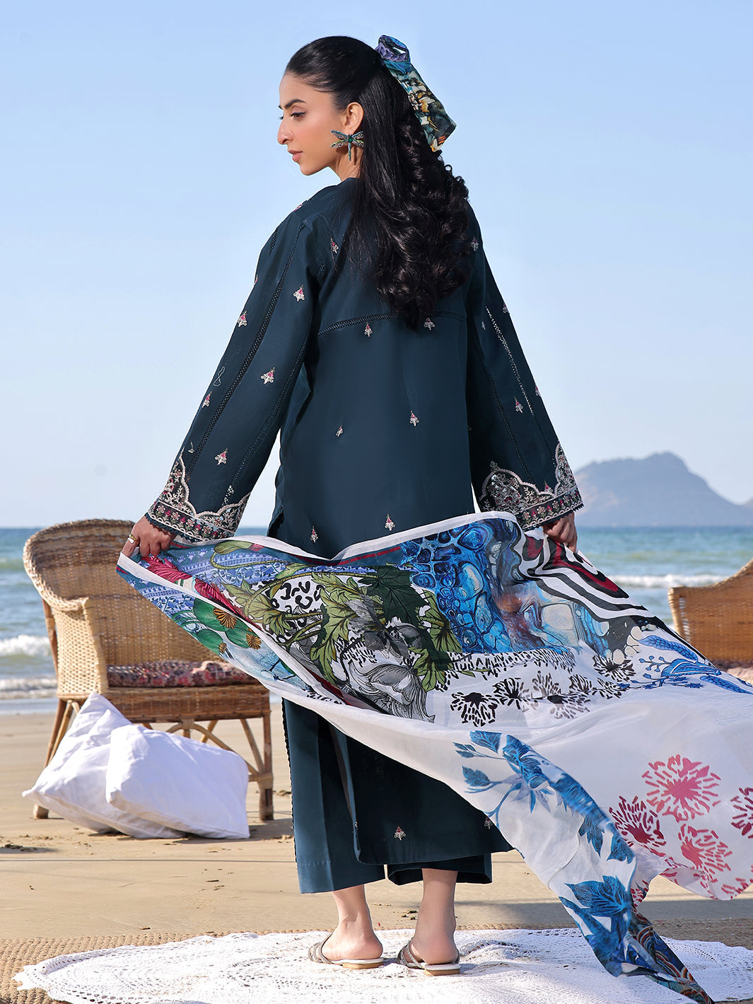 Izel | Saahil Signature Lawn 24 | SAPPHIRE -  Izel Luxury -  Saira Sultan