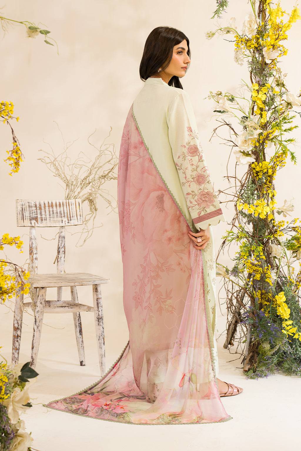 Iznik | Lawnkari 24 | UE-198 SILKGREEN - Pakistani Designer Dress - by Iznik | Type: Formal - 100% Original at Saira Sultan