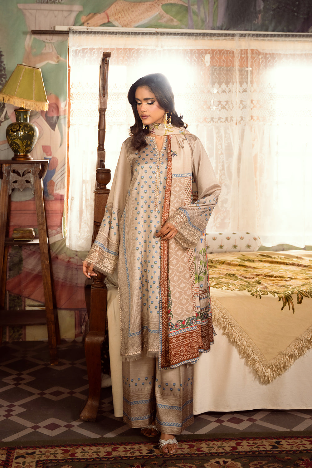 Saira Rizwan | Dahini Silk Pret | MERCINA - SRLP06-25 XS Beige Raw Silk