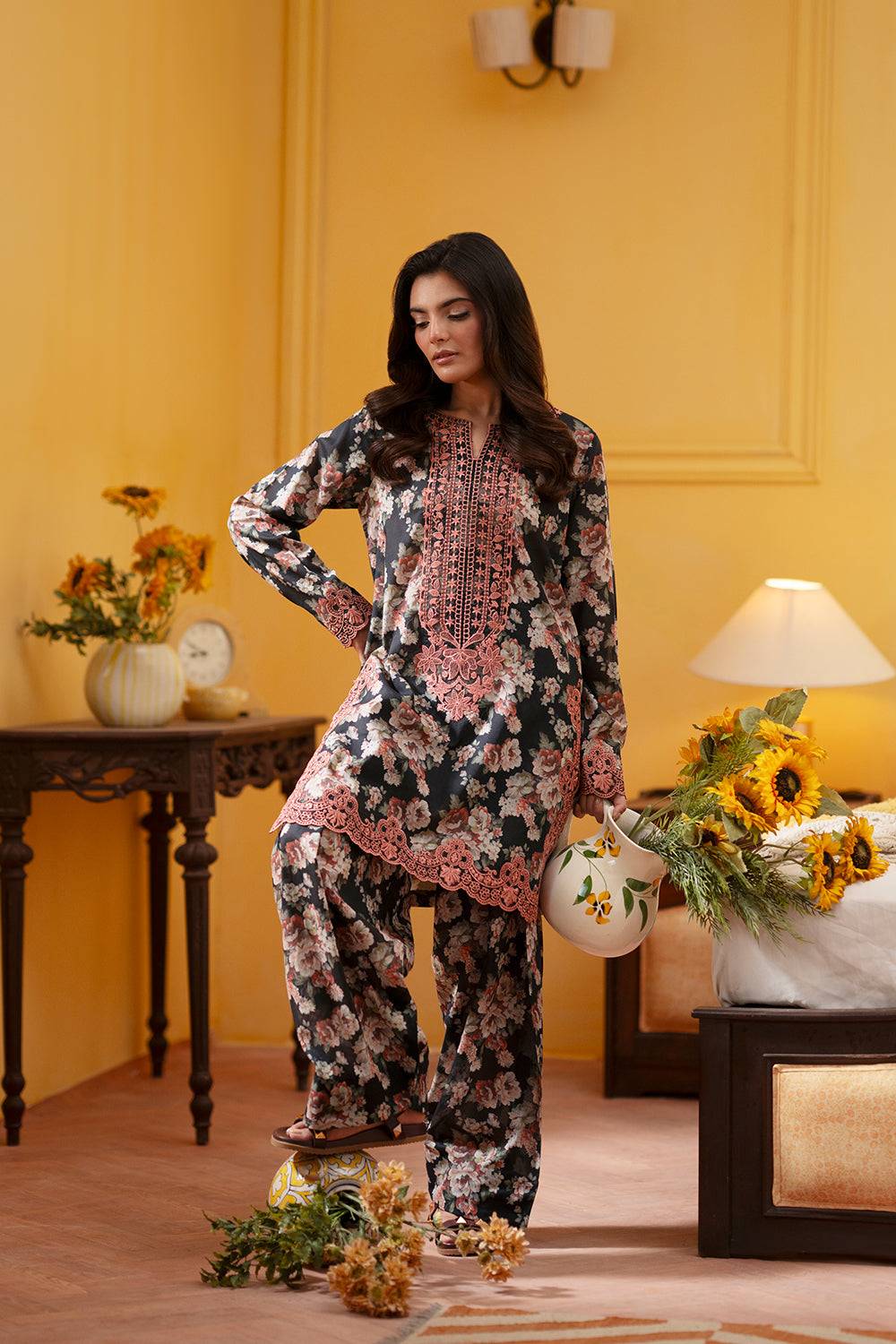 Saira Rizwan | Joolie Co ords | CHARCOAL-JBP25-02 - Pakistani Designer Dress - by Saira Rizwan - Type : Ladies Clothes - 100% Original at Saira Sultan