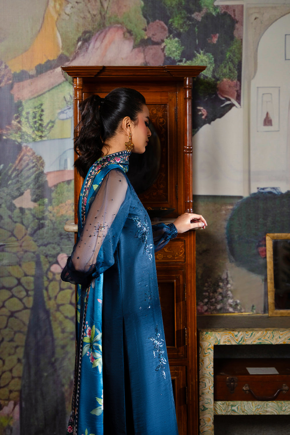 Saira Rizwan | Dahini Silk Pret | SIAN -SRLP03-25 XS Navy Blue Raw Silk