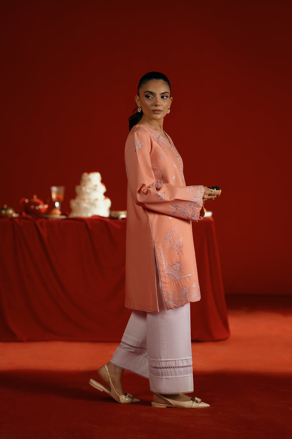 Saira Rizwan | Joolie Co ords | JOOLIE PEACH - JBP25-05 - Pakistani Designer Dress - by Saira Rizwan - Type :  - 100% Original at Saira Sultan