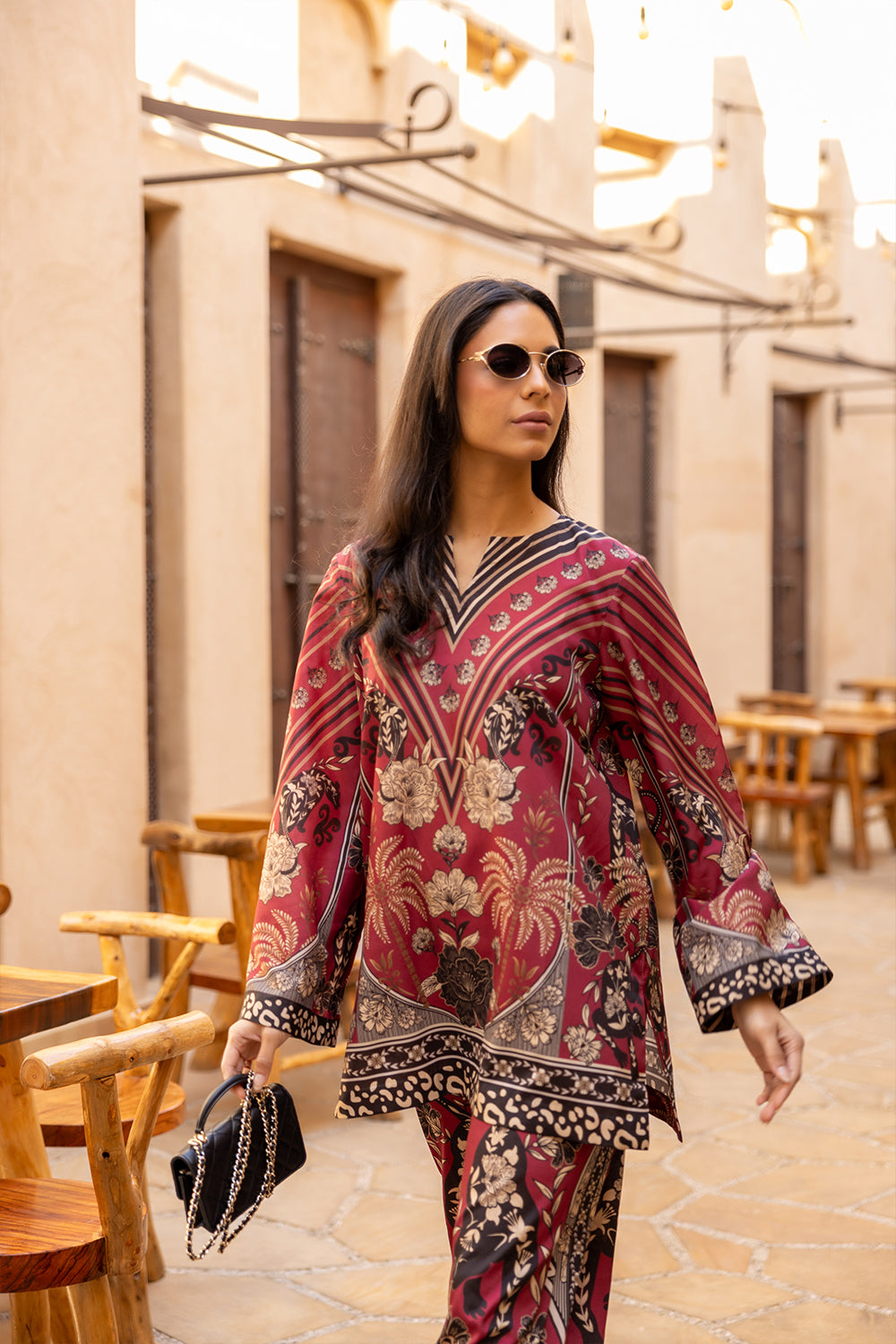 Saira Rizwan | Resort Collection 25 | ROSA-SRRC03-25 L Maroon Silk