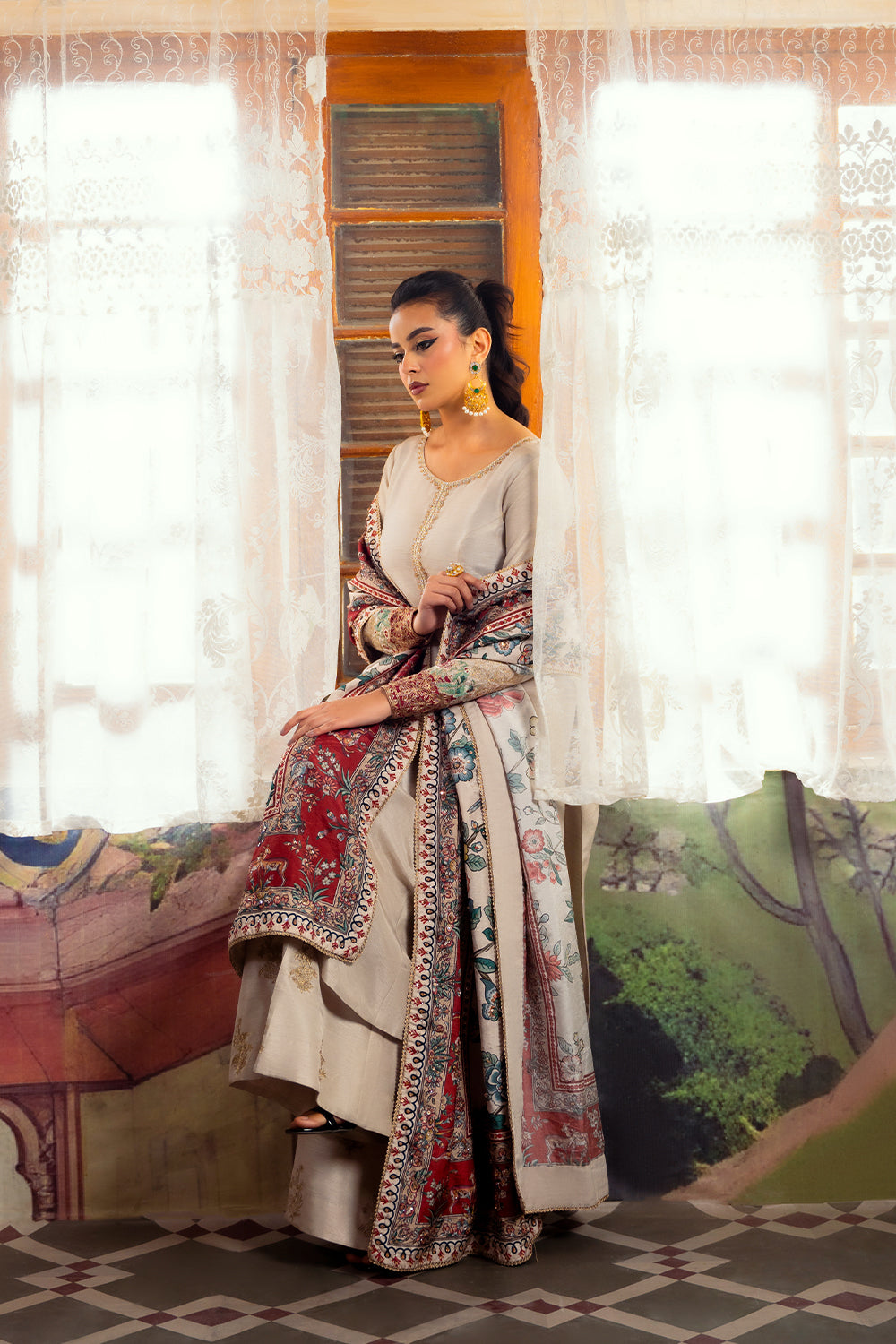 Saira Rizwan | Dahini Silk Pret | DUNE - SRLP01-25 L Light Gray Raw Silk