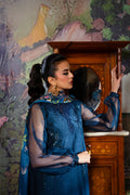 Saira Rizwan | Dahini Silk Pret | SIAN -SRLP03-25 L Navy Blue Raw Silk