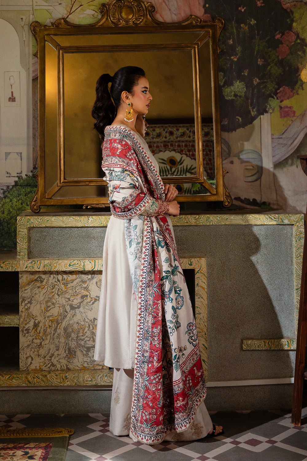 Saira Rizwan | Dahini Silk Pret | DUNE - SRLP01-25 M Light Gray Raw Silk