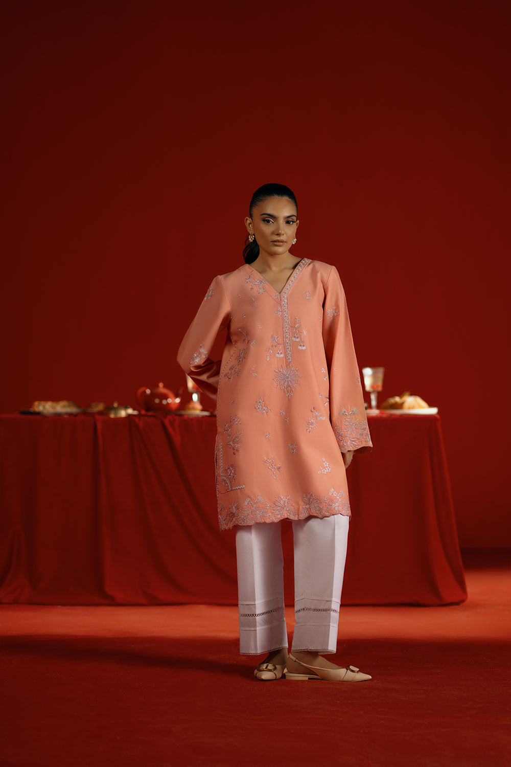 Saira Rizwan | Joolie Co ords | JOOLIE PEACH - JBP25-05 - Pakistani Designer Dress - by Saira Rizwan - Type :  - 100% Original at Saira Sultan