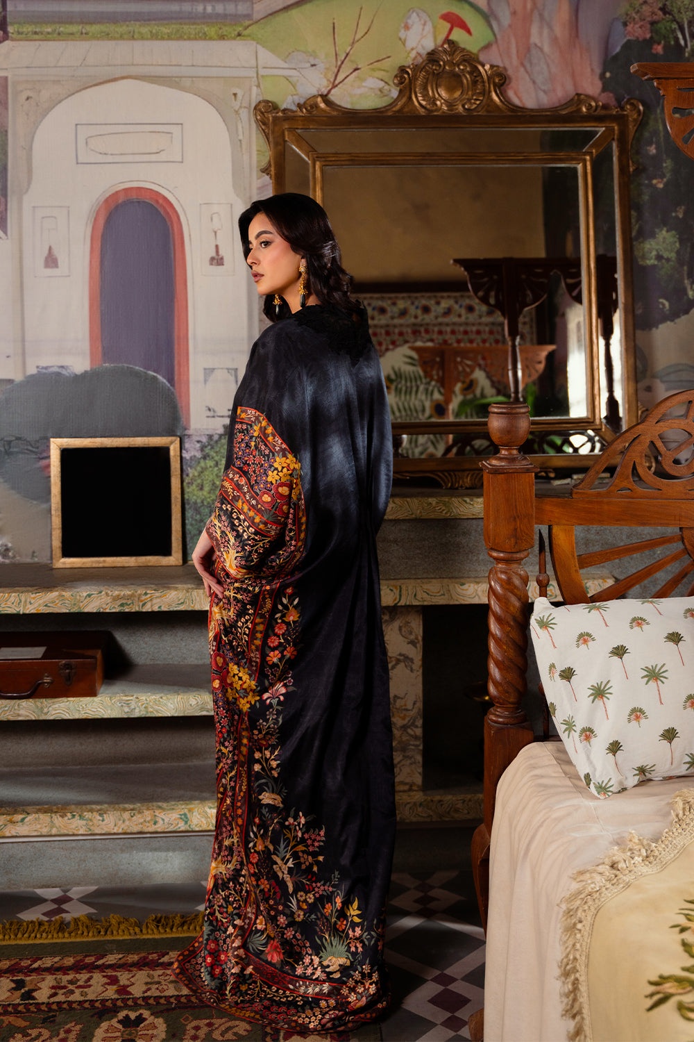 Saira Rizwan | Dahini Silk Pret | REEF -SRLP05-25 XS Black Silk