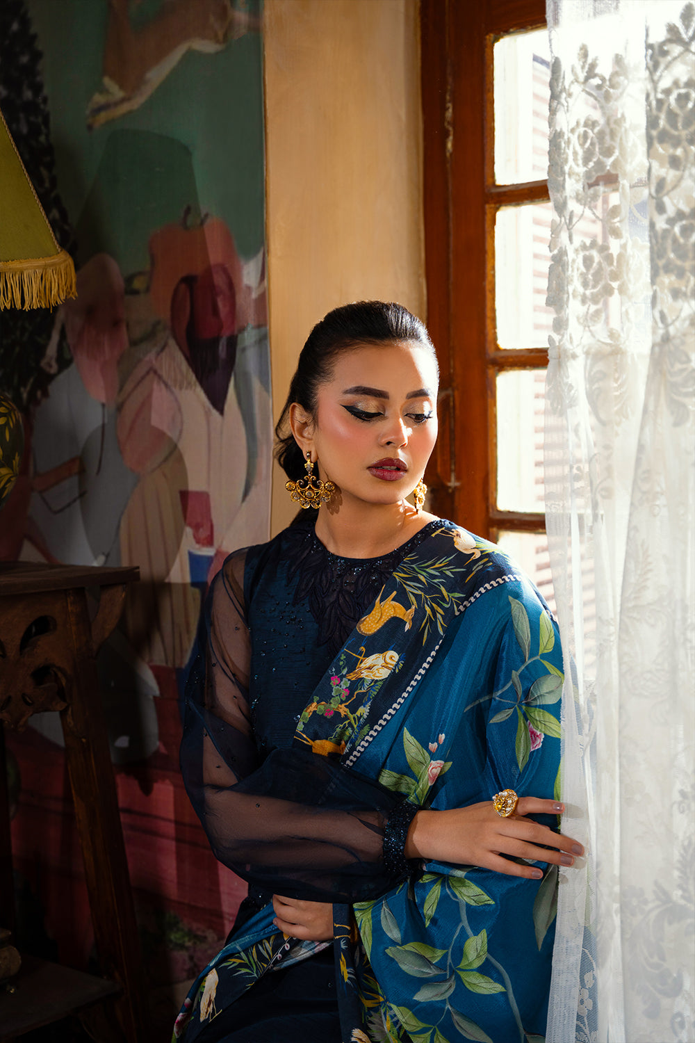 Saira Rizwan | Dahini Silk Pret | SIAN -SRLP03-25 M Navy Blue Raw Silk