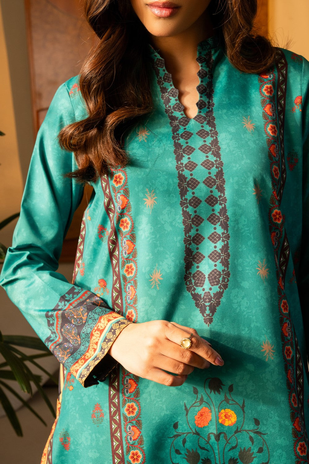 Maryum N Maria | Nazm Collection | LIYANA - MS50469 M Green Blue Silk