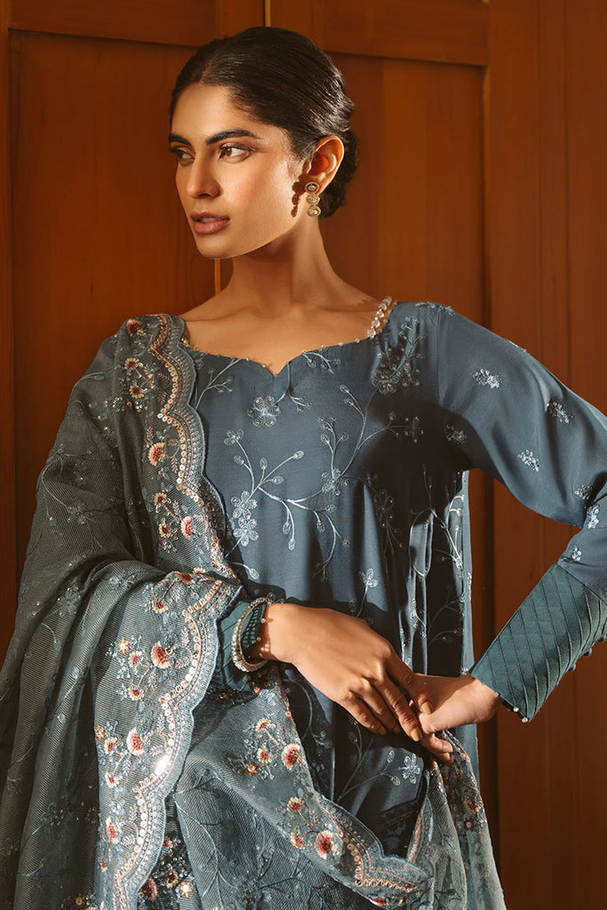 Cross Stitch | Luxe Atelier 25 | MAJESTIC TEAL Custom Size Blue Gray Silk
