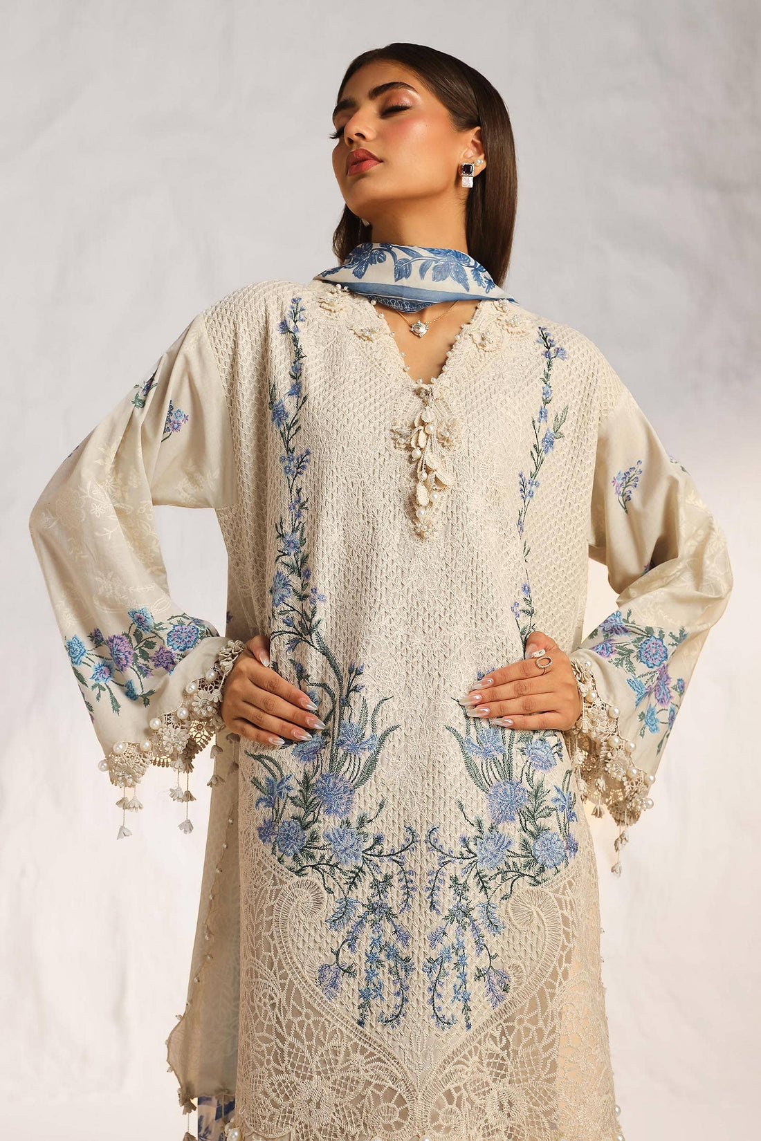 Sana Safinaz | Muzlin Summer 24 | 012B-CJ - Pakistani Designer Dress - by Sana Safinaz | Type: Luxury - 100% Original at Saira Sultan