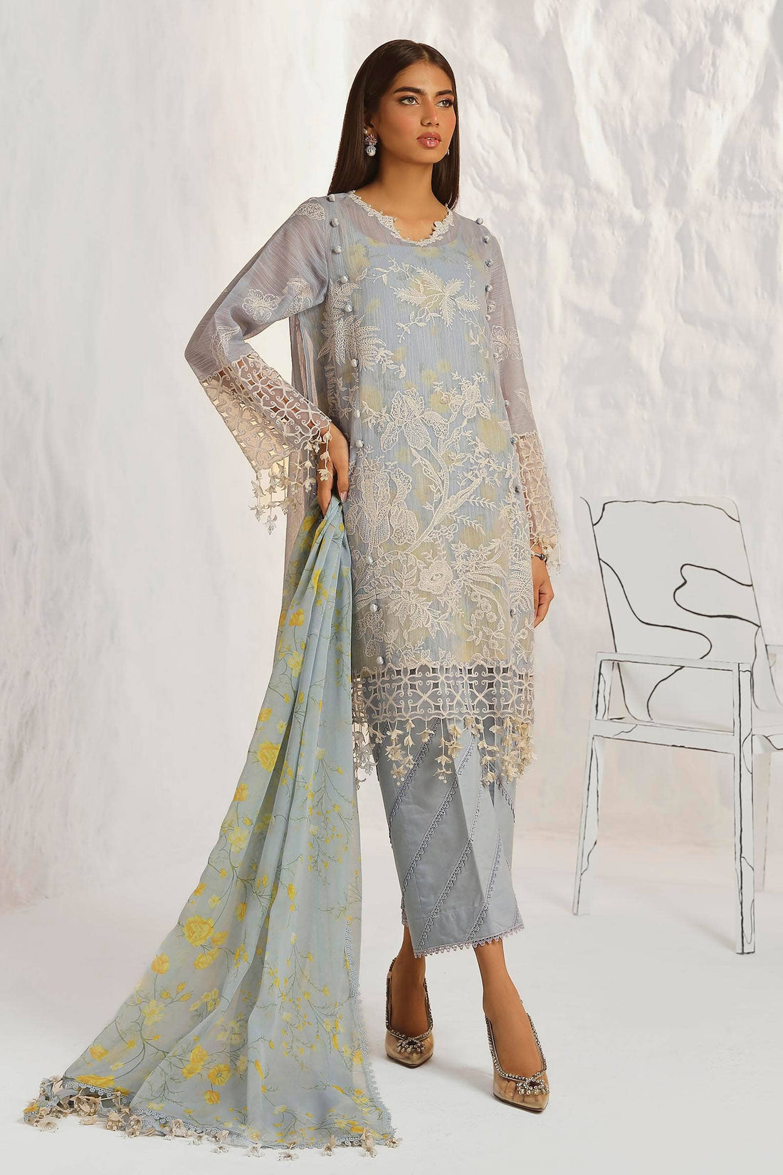 Sana Safinaz | Muzlin Summer 24 | 016A-CJ - Pakistani Designer Dress - by Sana Safinaz | Type: Luxury - 100% Original at Saira Sultan