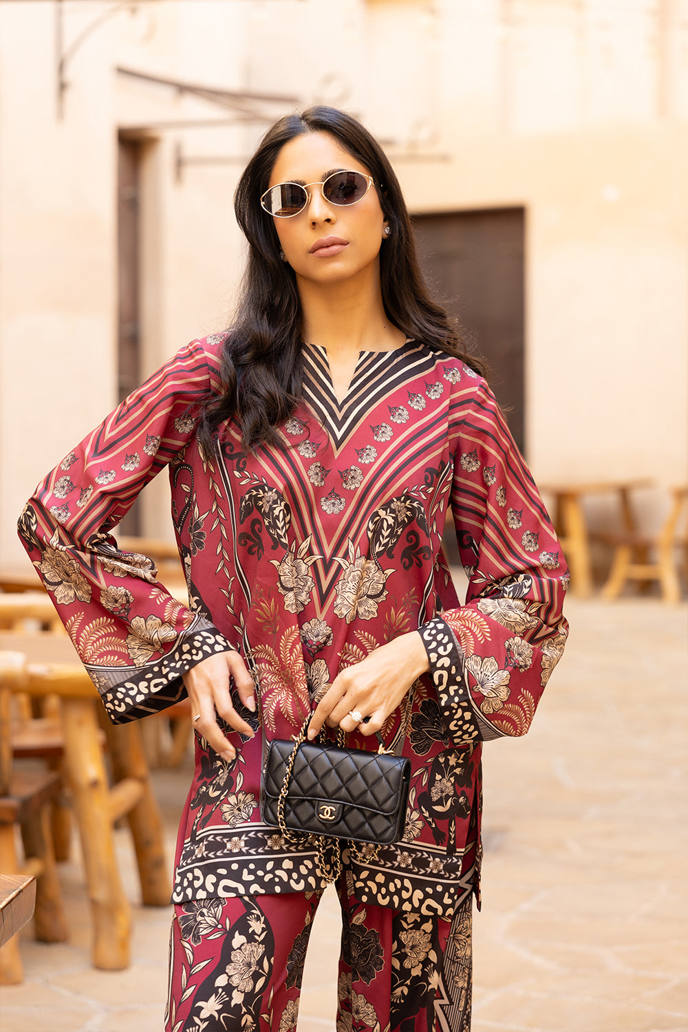 Saira Rizwan | Resort Collection 25 | ROSA-SRRC03-25 M Maroon Silk