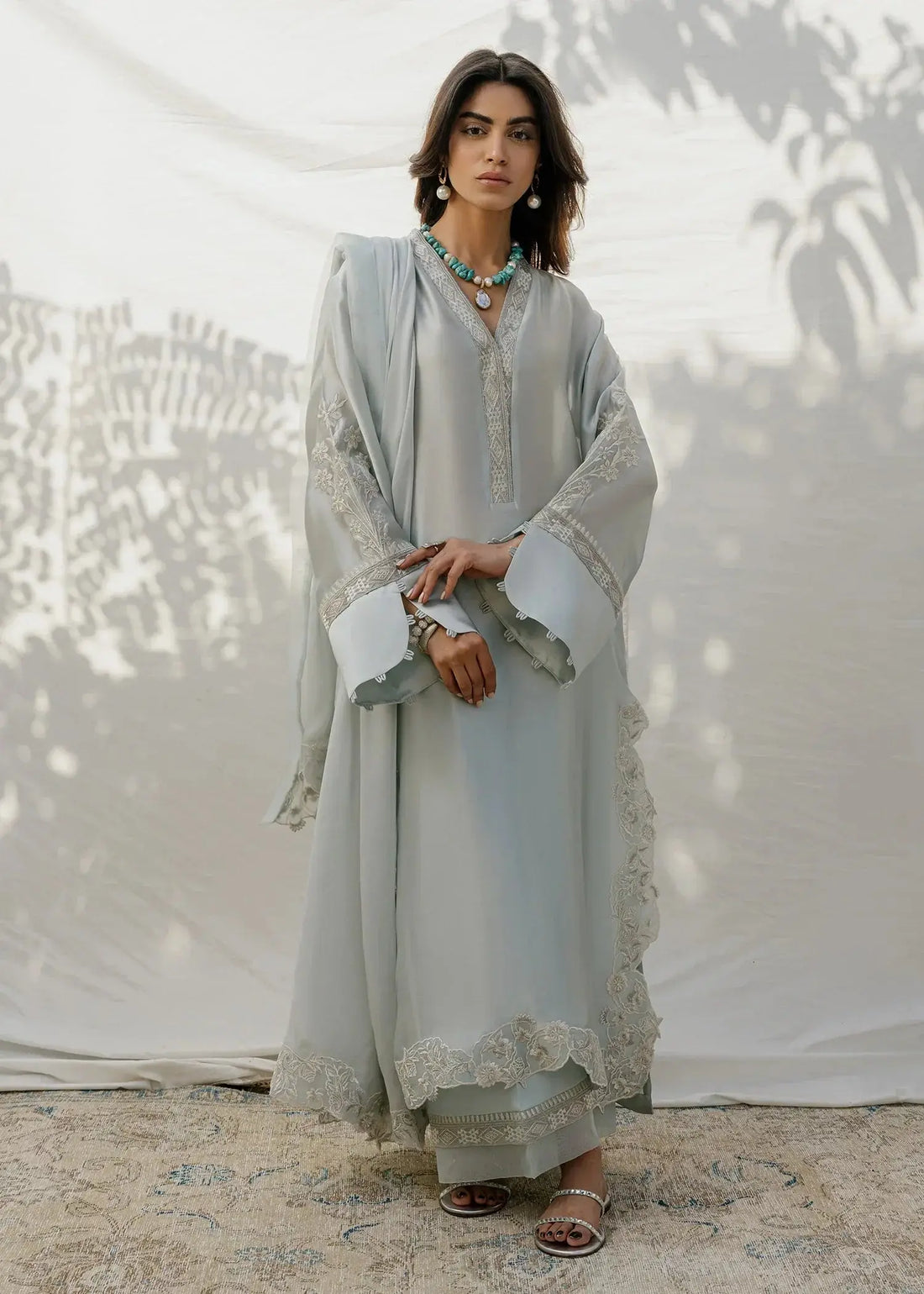 Mahgul | Eid Edit 2024 | Silver Light - Pakistani Designer Dress - by Mahgul | Type: Luxury - 100% Original at Saira Sultan