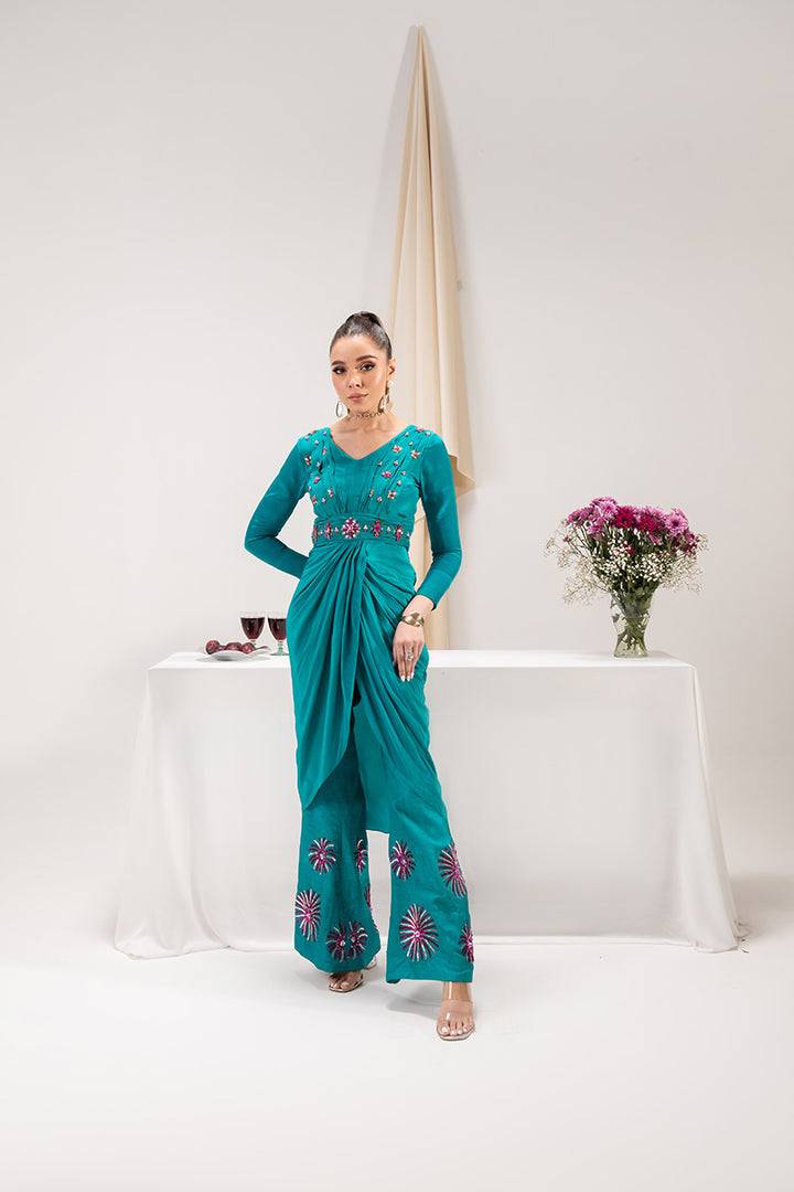 Maria Osama Khan | Tiffany Formals | Aquamarine - Pakistani Designer Dress - by Maria Osama Khan | Type: Formal - 100% Original at Saira Sultan