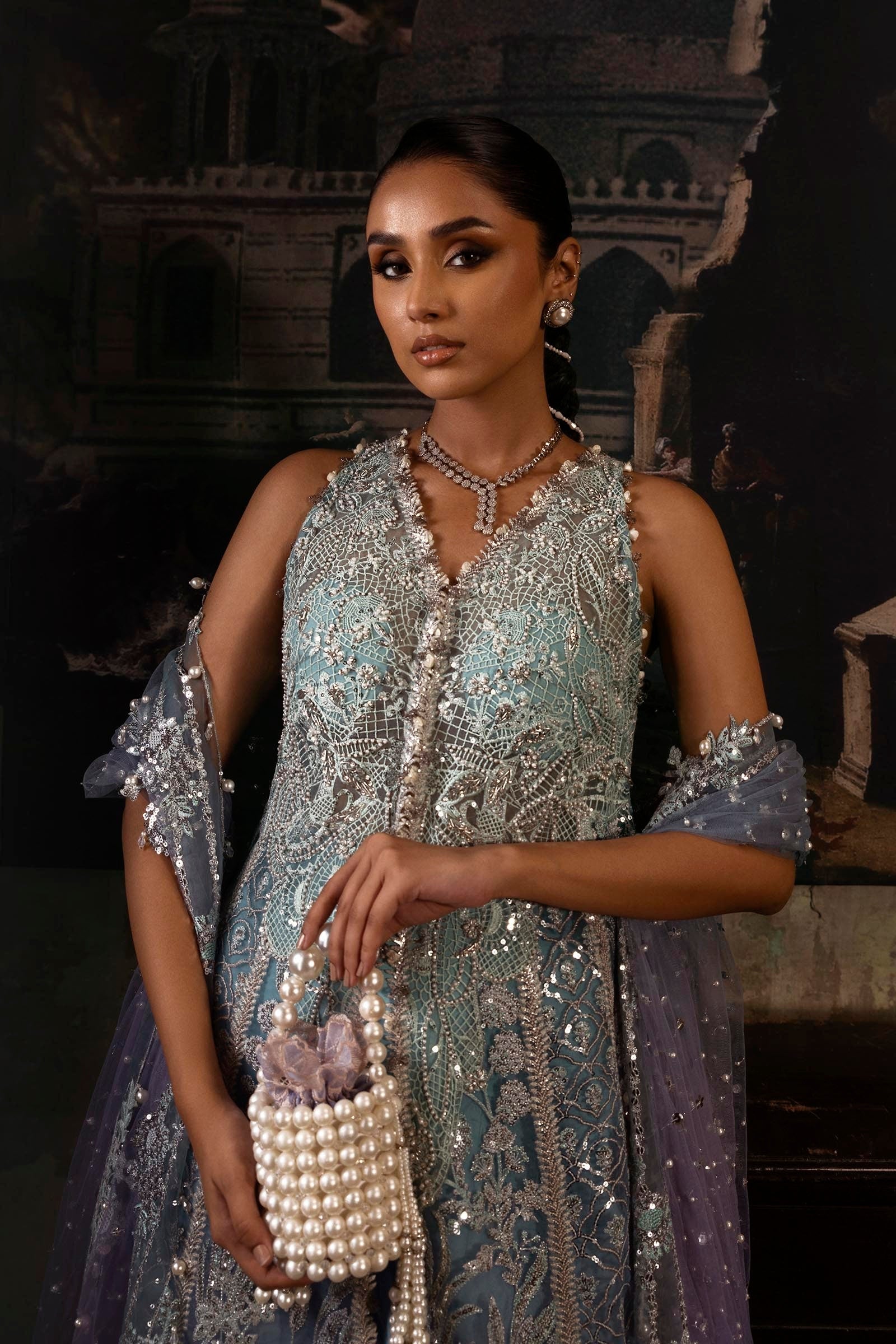 Sana Safinaz | Nura Festive 25 | N252-002-3CX M Ice Blue Organza