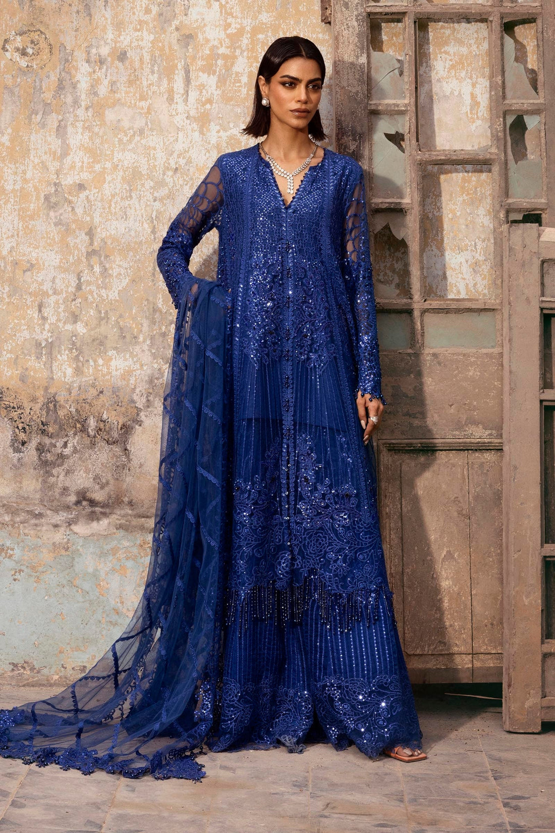 Sana Safinaz | Nura Festive 25 | N252-003-3CX XS Navy Blue Net