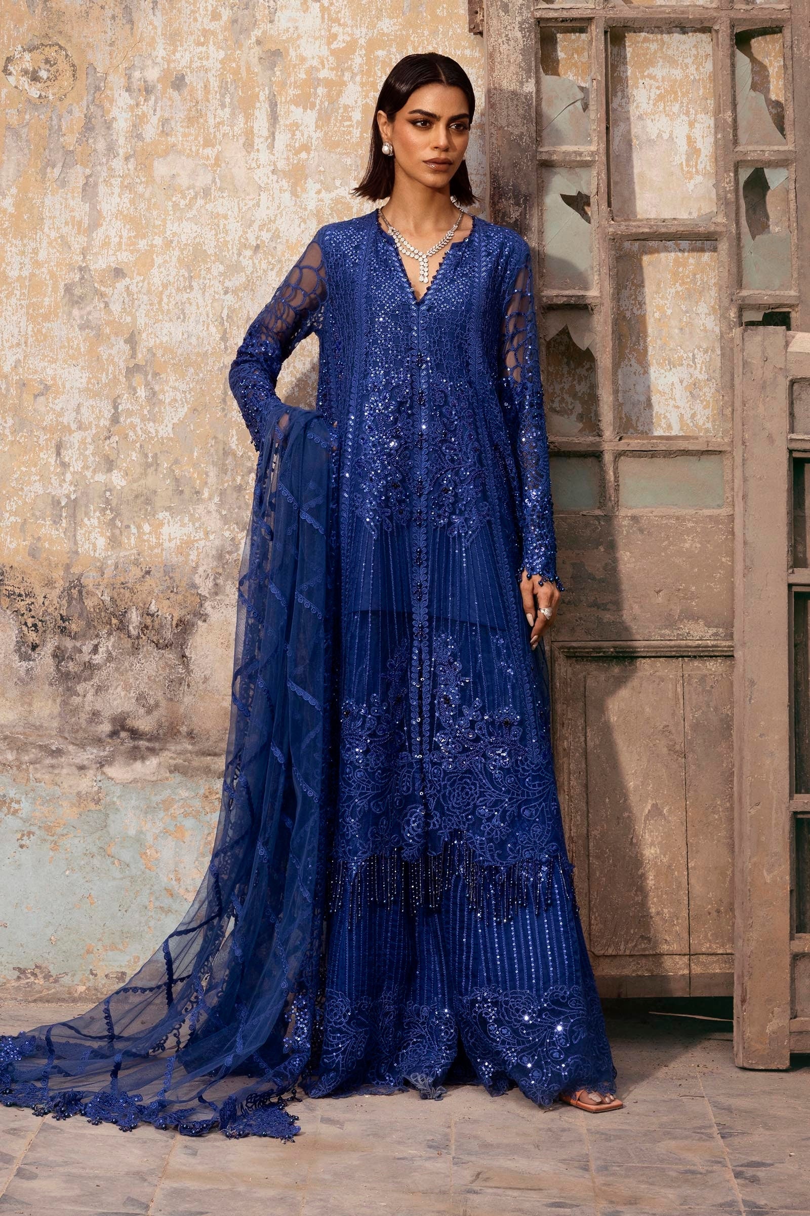 Sana Safinaz | Nura Festive 25 | N252-003-3CX XS Navy Blue Net
