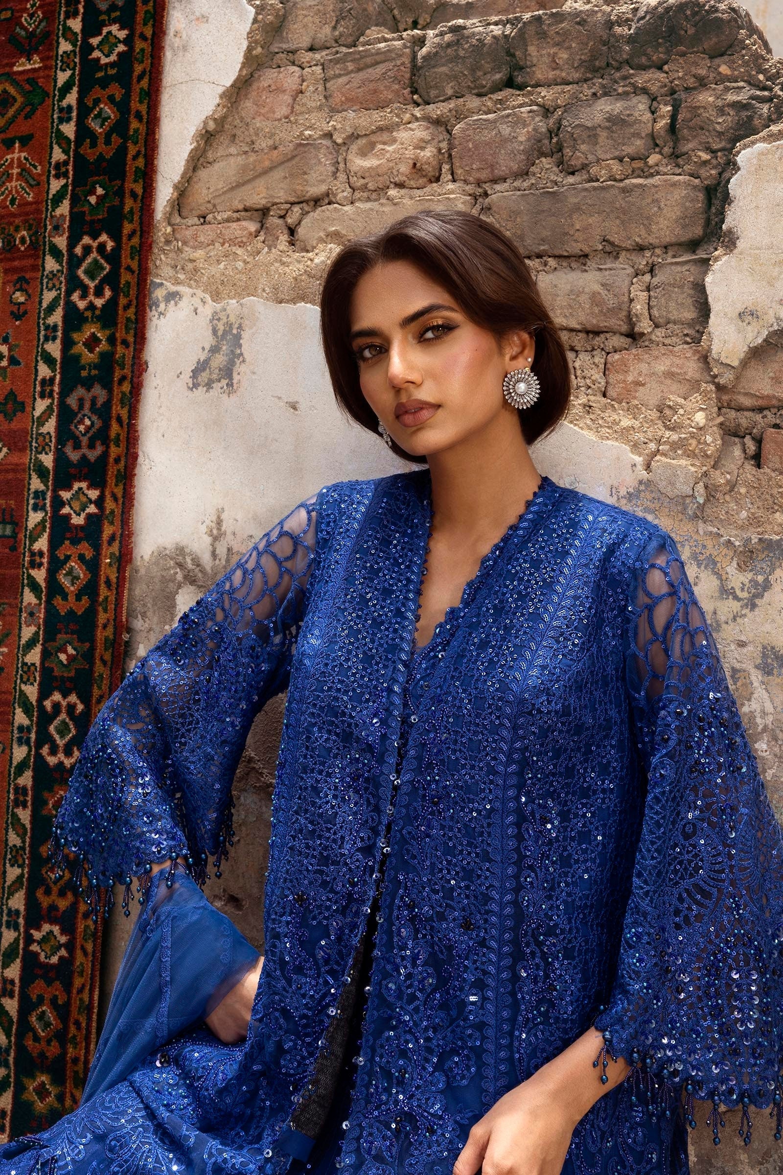 Sana Safinaz | Nura Festive 25 | N252-003-3CX L Navy Blue Net