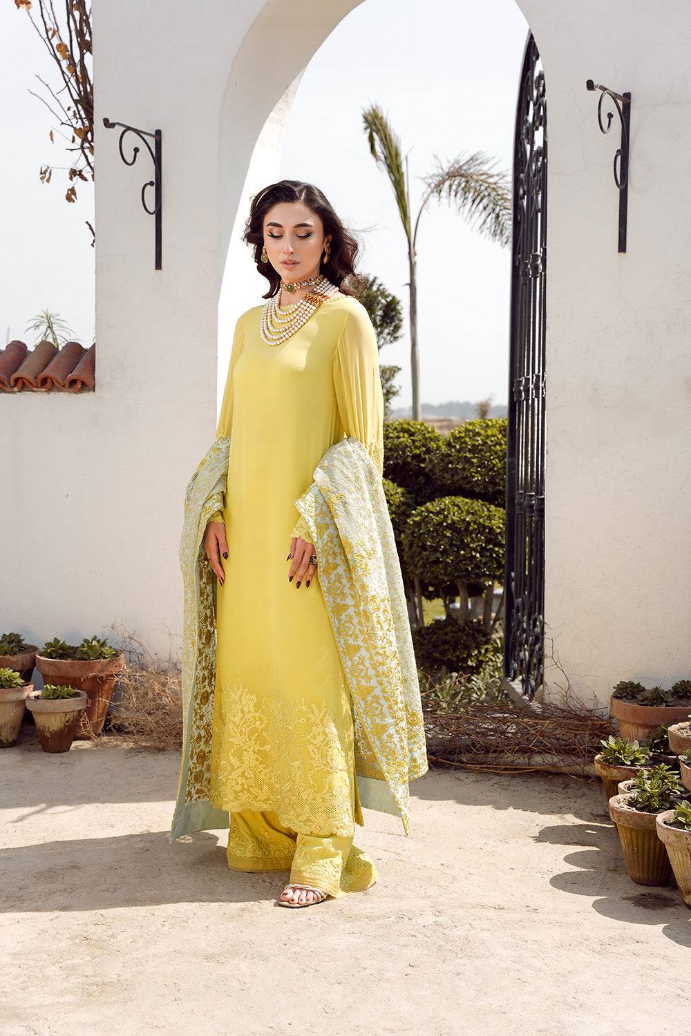 Nilofer Shahid | Verve Summer 24 | Evara (3pc)  Verve SS 24 - Pakistani Designer Dress - by Nilofer Shahid | Type: Formal - 100% Original at Saira Sultan