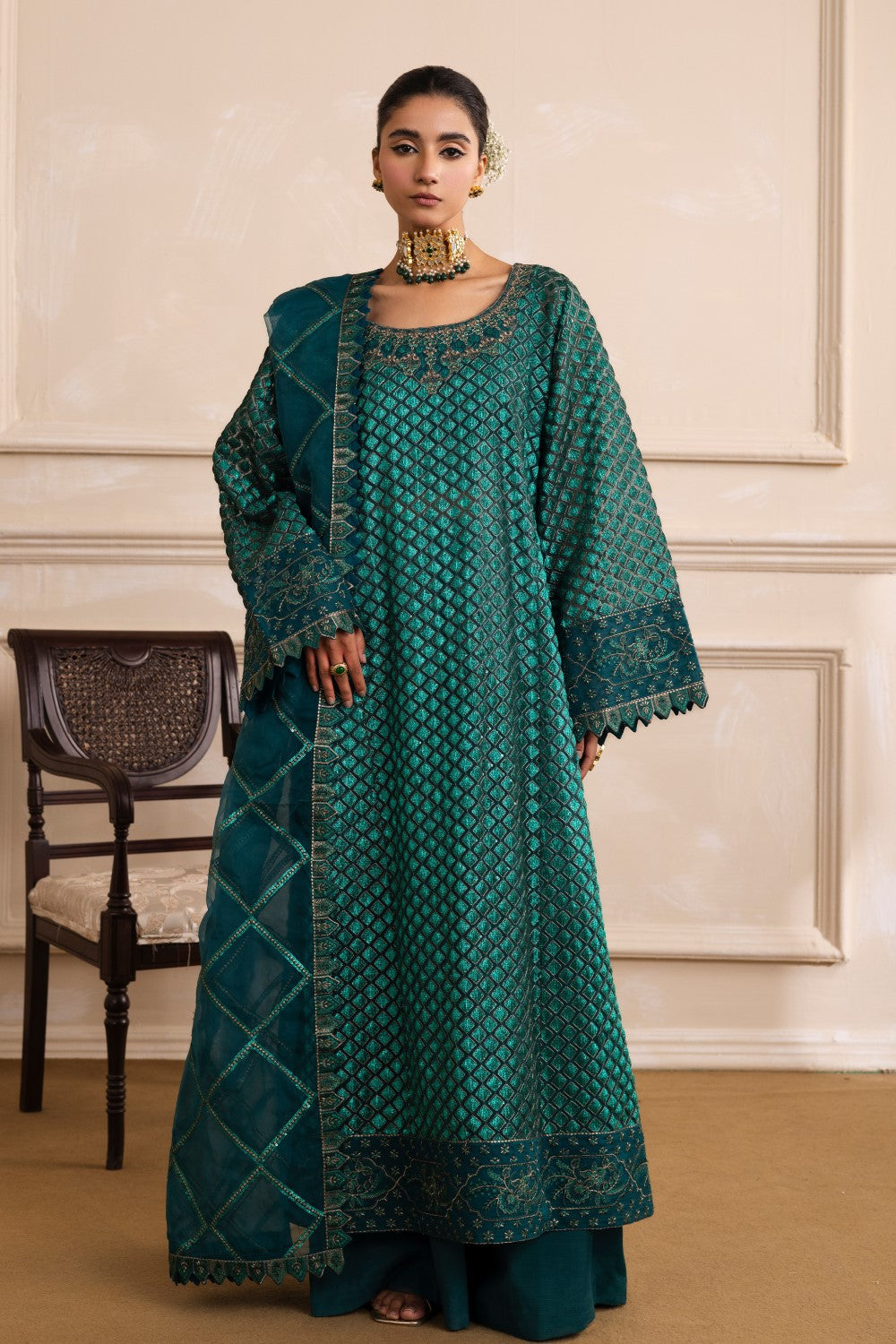 Maryum N Maria | Izara Formals | NOUR - MW40039 XS Emerald Green Organza